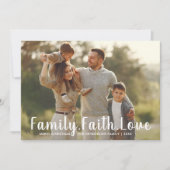 家族の信仰の愛メリークリスマスの大規模な写真 シーズンカード (正面)