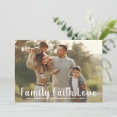 家族の信仰の愛メリークリスマスの大規模な写真 シーズンカード (スタンド正面)