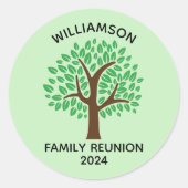 家族の再会かわいい緑の木カスタムパーティー ラウンドシール (正面)