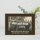 家族の再会写真テンプレートのお知らせ 招待状 (スタンド正面)
