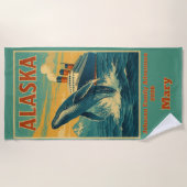 家族の再会 アラスカ クジラクルーズ ビーチタオル (正面)