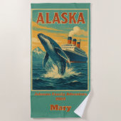 家族の再会 アラスカ クジラクルーズ ビーチタオル (正面)