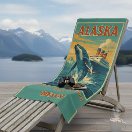 家族の再会 アラスカ クジラクルーズ ビーチタオル