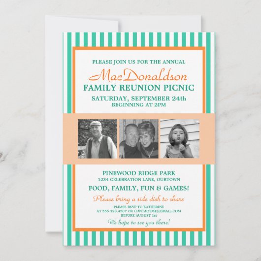 家族の再会 招待状 フォトテンプレート (正面)