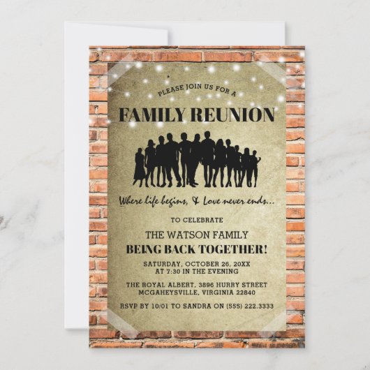 家族の再会 - Rustic Urban Family Fun Reunion 招待状 (正面)