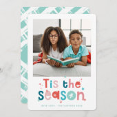 家族の写真おもしろい子供のカラフルこの季節 案内状 (正面/裏面)