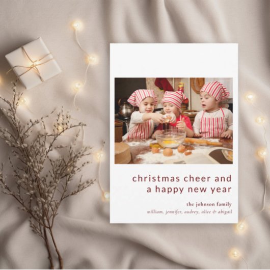 家族の写真かわいいホリデークリスマスカード 招待状