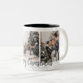 家族の写真がプリントされたクリスマス シルバー コンフェッティ マグ (正面右)