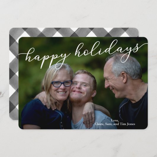 家族の写真が入ったクリスマス写真カード 招待状 (正面/裏面)