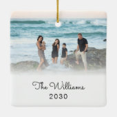 家族の写真でパーソナライズされたクリスマスオーナメント セラミックオーナメント (裏面)