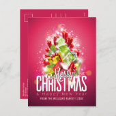 家族の写真で新年を祝うメリークリスマス シーズンポストカード (正面/裏面)