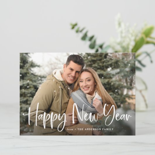 家族の写真で新年を迎える シーズンカード (スタンド正面)