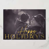 家族の写真で最も幸せなクリスマスフォト金ゴールド 箔シーズンカード (正面)