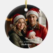 家族の写真としての初めてのクリスマス セラミックオーナメント (裏面)