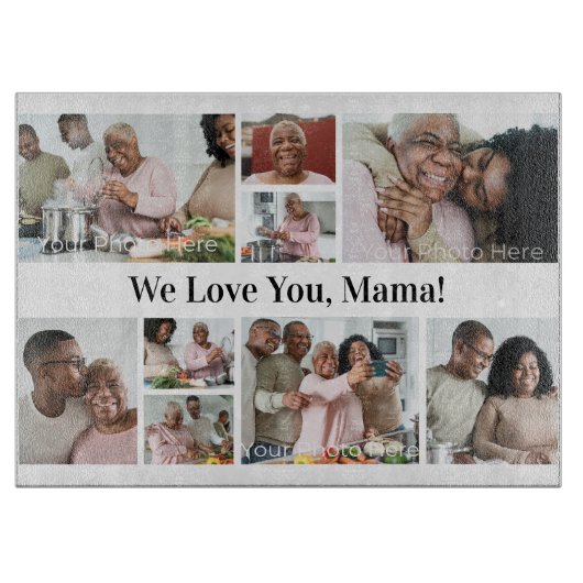 家族の写真とカスタム文字ユニーク切断ボード カッティングボード (正面)