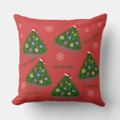 家族の写真とクリスマスツリー クッション (正面)