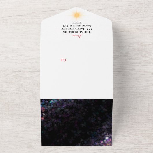 家族の写真とニュースレターのホリデーカード オールインワン招待状 (外側)