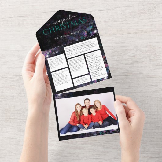 家族の写真とニュースレターのホリデーカード オールインワン招待状 (貼ってはがせる)