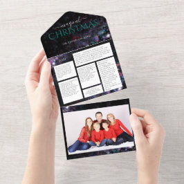 家族の写真とニュースレターのホリデーカード オールインワン招待状