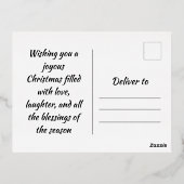 家族の写真と一緒にクリスマスを祝う 箔シーズンポストカード (裏面)