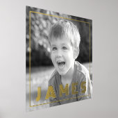 家族の写真と名前の薄縁どい金ゴールドまたは銀 箔ポスター (レイダウン)