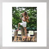 家族の写真と名前の薄縁どい金ゴールドまたは銀 箔ポスター (正面)