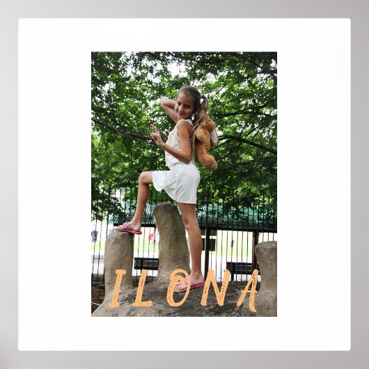 家族の写真と名前の薄縁どい金ゴールドまたは銀 箔ポスター (正面)