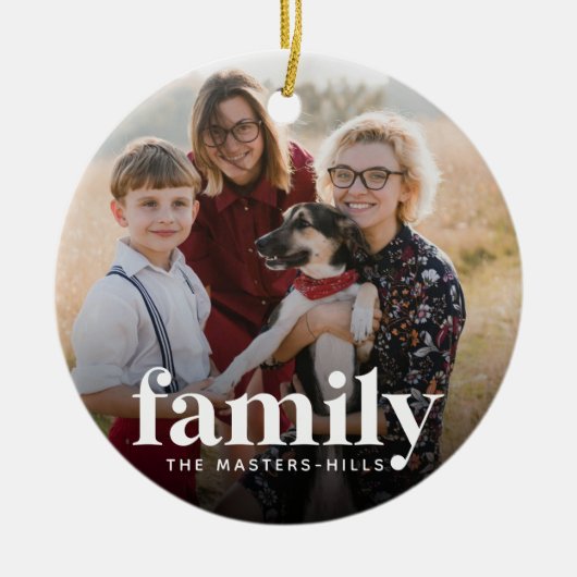 家族の写真と名前 セラミックオーナメント (正面)