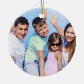 家族の写真と名前Redグリッター セラミックオーナメント (正面)