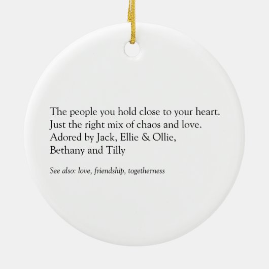 家族の写真と定義 現代の楽しみ セラミックオーナメント (裏面)