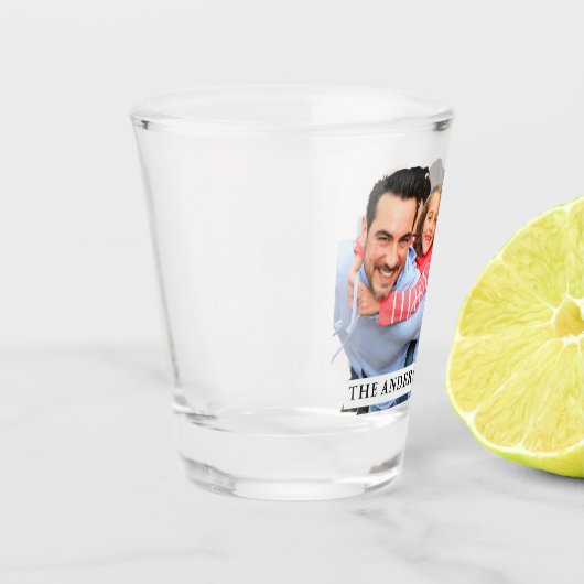 家族の写真と文字の作成 ショットグラス (左)