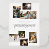 家族の写真に囲まれた年クリスマス 箔シーズンカード (裏面)