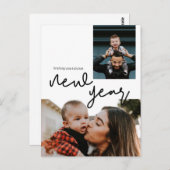 家族の写真のあいさつモダン文(年始) ポストカード (正面/裏面)