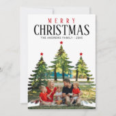 家族の写真のクリスマスのレビュー年 シーズンカード (正面)