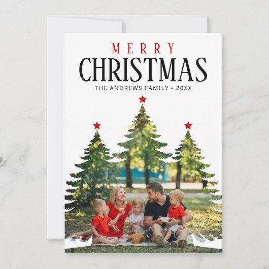 家族の写真のクリスマスのレビュー年 シーズンカード (正面)