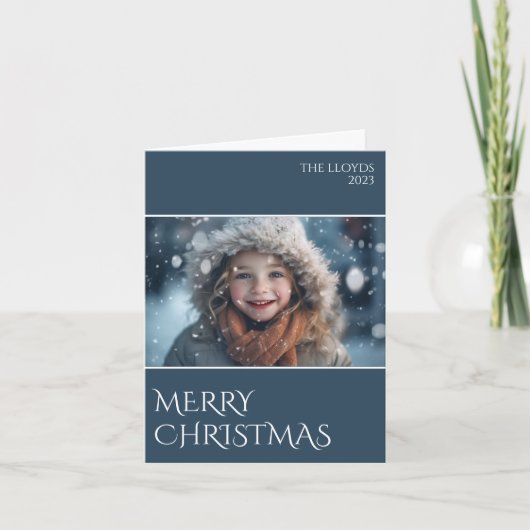家族の写真のクリスマスグリーティング シーズンカード (正面)