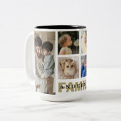 家族の写真のコラージュと名前金ゴールド ツートーンマグカップ (正面左)