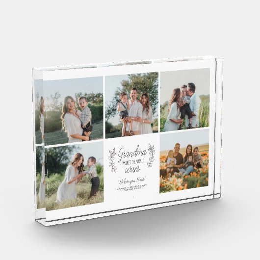 家族の写真のコラージュはパーソナライズされたおばあちゃんを愛している フォトブロック (左)