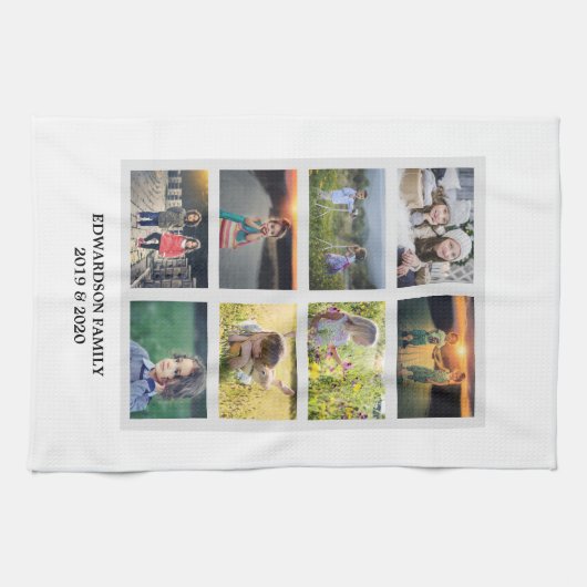 家族の写真のコラージュを作成する キッチンタオル (横)