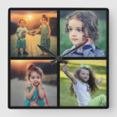 家族の写真のコラージュを作成する スクエア壁時計 (正面)