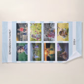 家族の写真のコラージュを作成する ビーチタオル (正面)