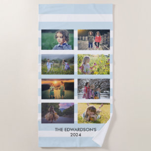 家族の写真のコラージュを作成する ビーチタオル