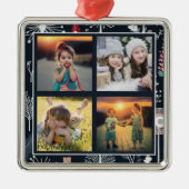 家族の写真のコラージュを作成する メタルオーナメント (正面)