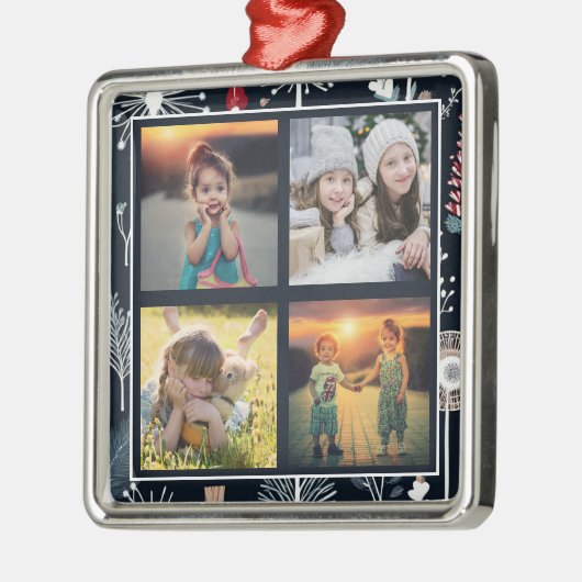 家族の写真のコラージュを作成する メタルオーナメント (左)