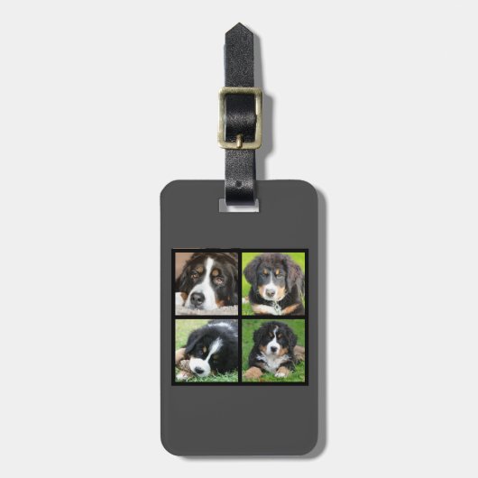 家族の写真のコラージュを作成する ラゲッジタグ (正面縦)