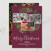 家族の写真のコラージュを作成メリー シーズンカード (正面/裏面)