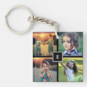 家族の写真のコラージュを作成モノグラムの キーホルダー (正面)