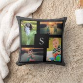 家族の写真のコラージュを作成モノグラムの クッション (ブランケット)