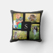 家族の写真のコラージュを作成モノグラムの クッション (裏面)