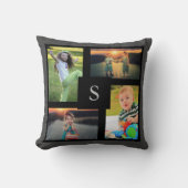 家族の写真のコラージュを作成モノグラムの クッション (正面)